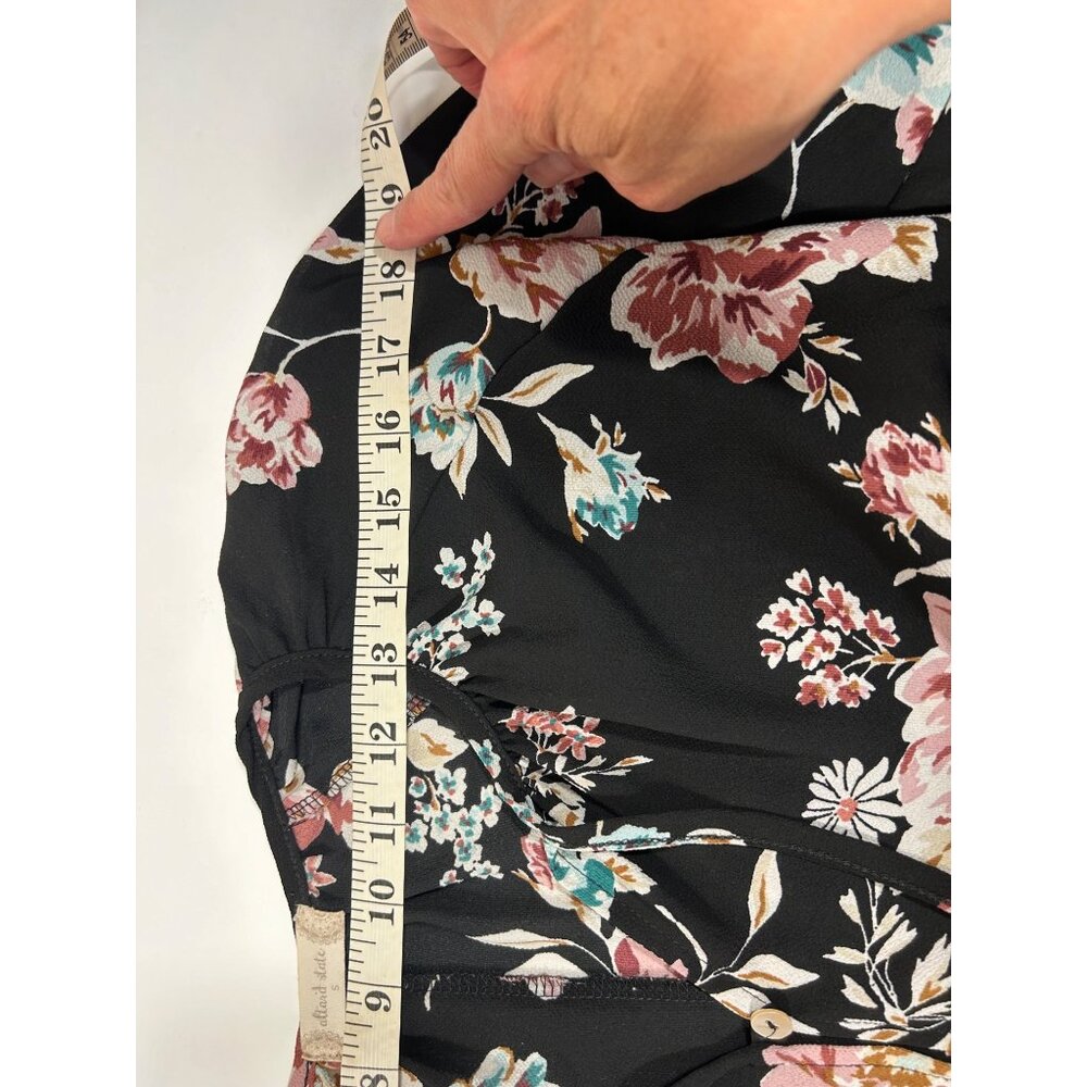 Altar'd State Floral Long Sleeve Blouse S Black Multicolor Polyester Women's Top - Picture 8 of 12